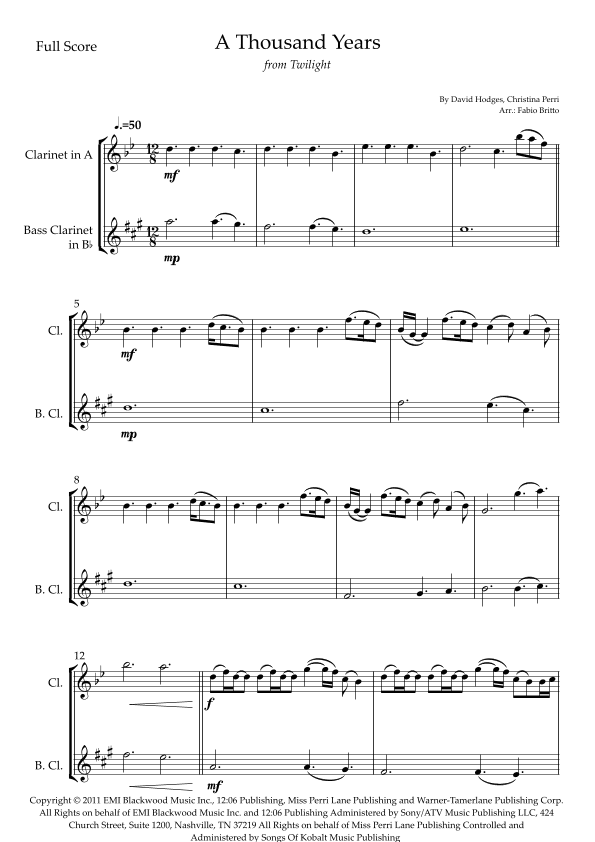 A Thousand Years (arr. Fabio Britto)