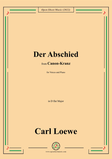 Loewe-Der Abschied,in D flat Major (arr. OSM Press)