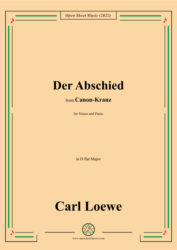 Loewe-Der Abschied,in D flat Major (arr. OSM Press)