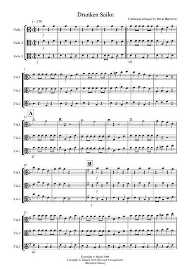 Drunken Sailor for Viola Trio (arr. David Burndrett)