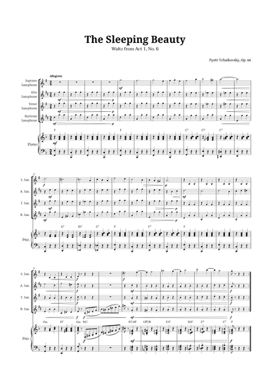 The Sleeping Beauty Waltz for Sax Quartet and Piano (arr. Langanho)