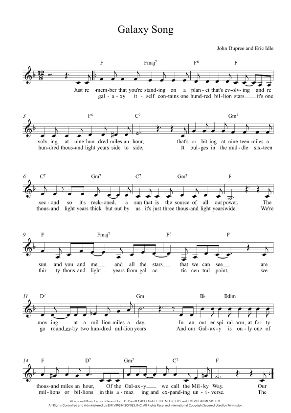 Galaxy Song (arr. Vicky Jacobs)