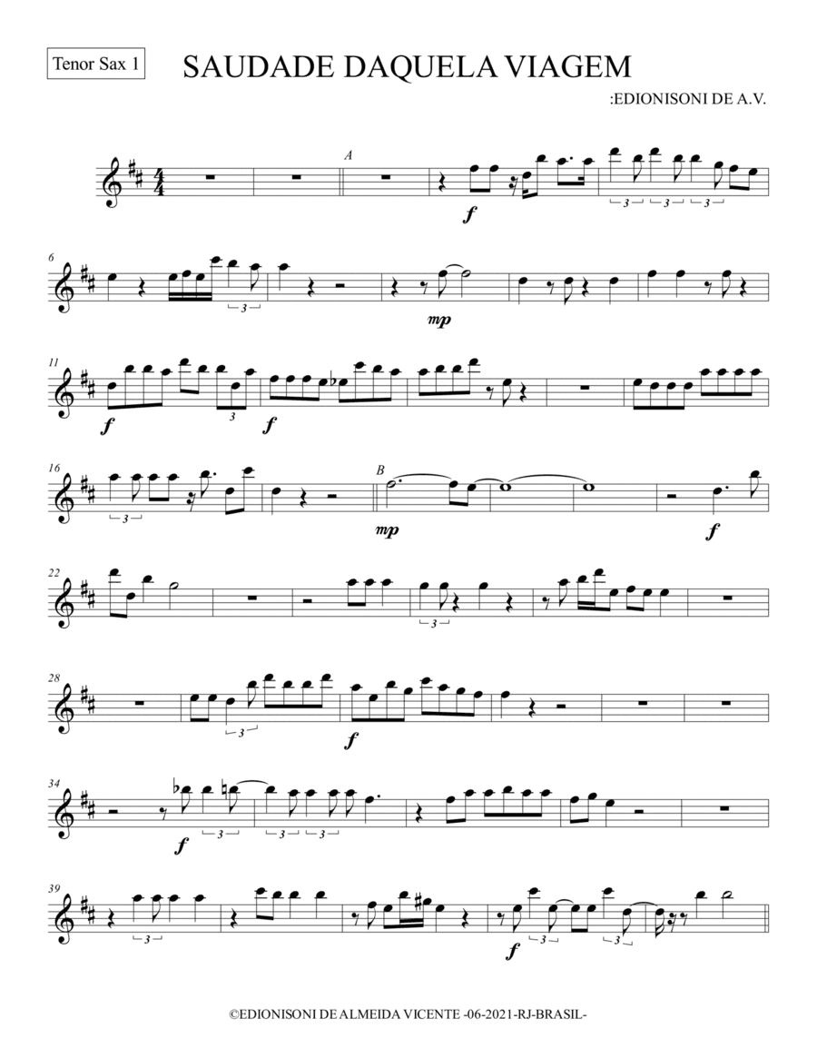 01-SAUDADE DAQUELA VIAGEM - Tenor Sax 1