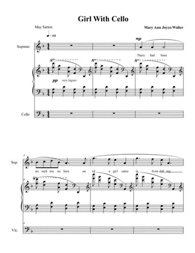 Girl with Cello, poem by May Sarton, for soprano, piano, cello
