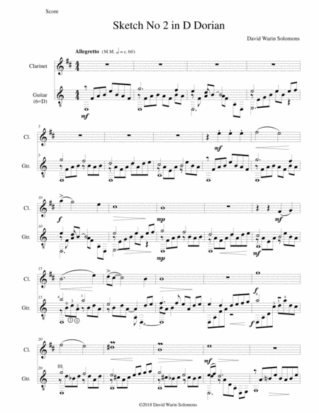 Sketch in D Dorian No 2 for clarinet and guitar