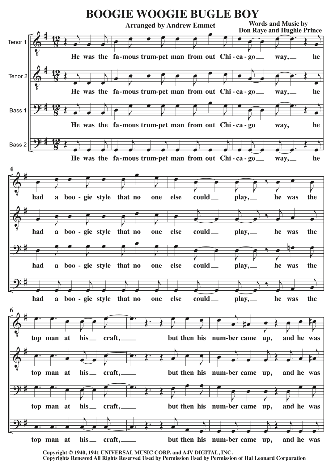 Boogie Woogie Bugle Boy (arr. Andrew Emmet)