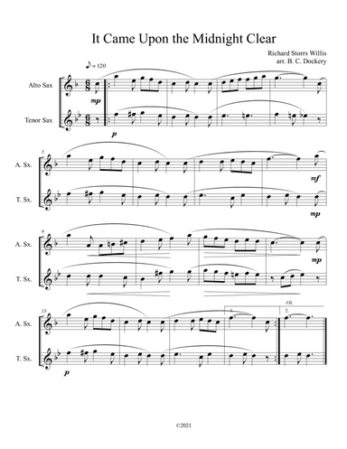It Came Upon the Midnight Clear (Alto and Tenor Sax Duet) (arr. B. C. Dockery)