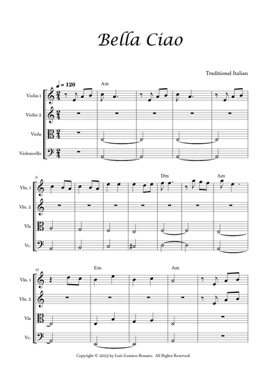 Bella Ciao - String Quartet (arr. Luís Gustavo Rossato)