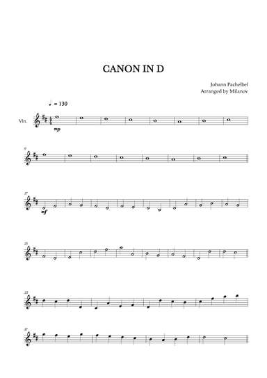 Canon in D | Pachelbel |  Violin (arr. Milanov)
