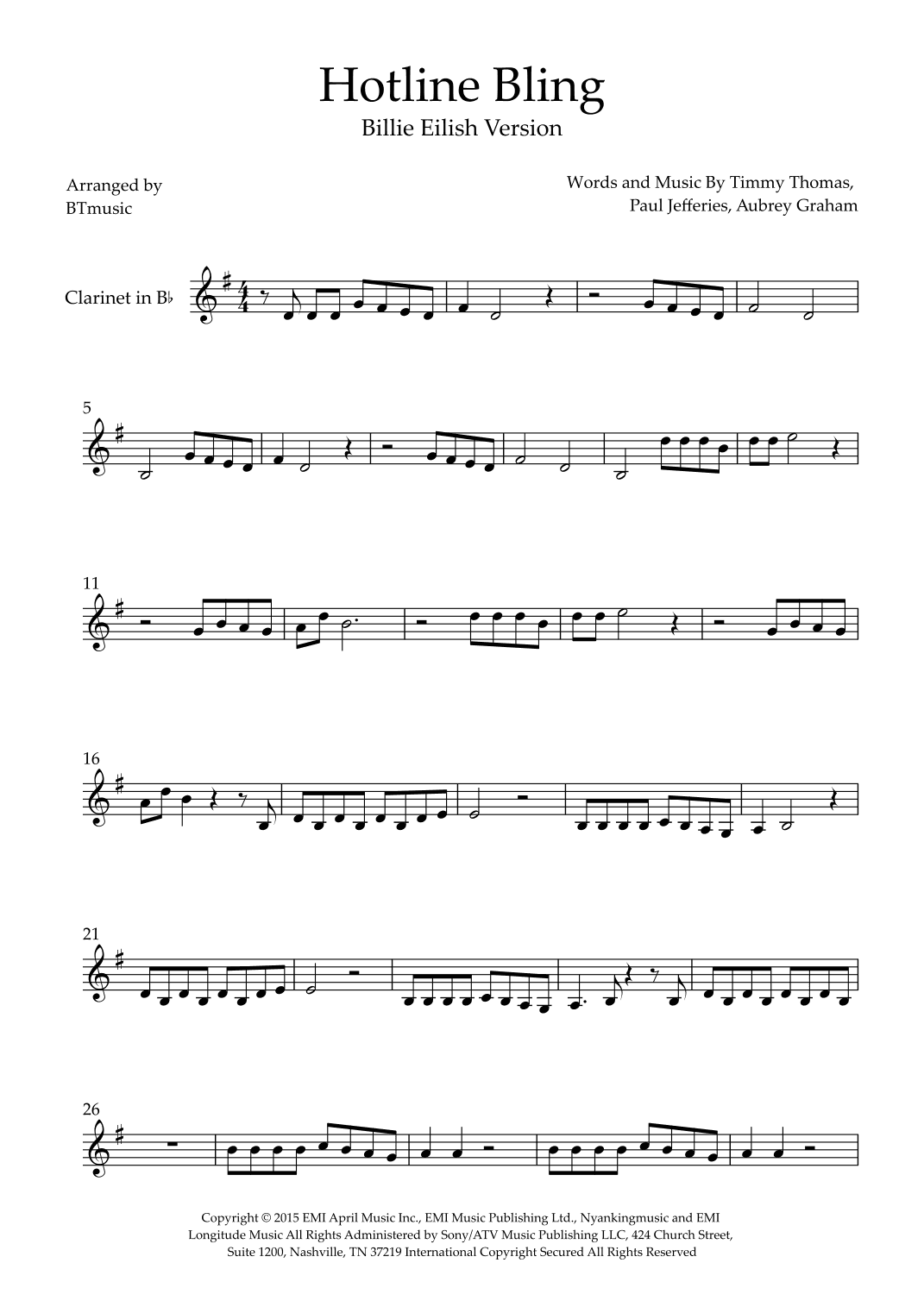 Hotline Bling (arr. BTmusic)