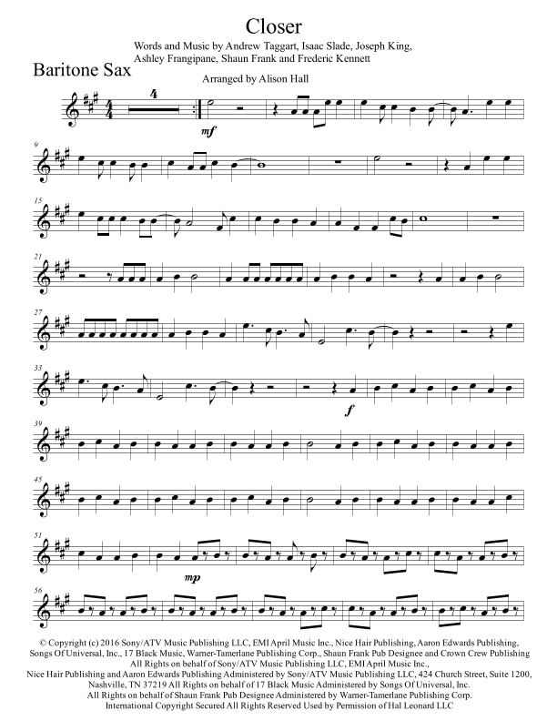 Closer (arr. Alison Hall)