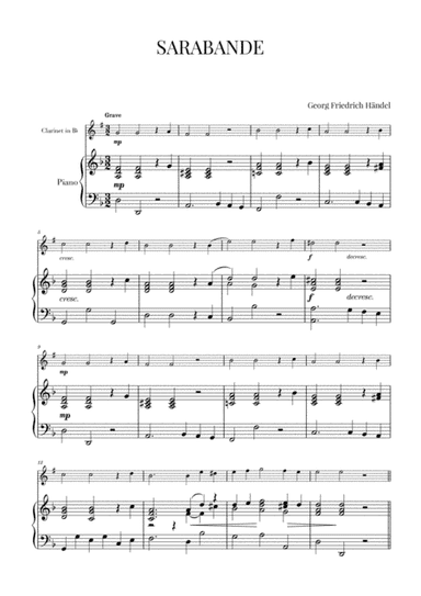 Haendel - Sarabande HWV 437 (for Clarinet and Piano) (arr. Cadenza Editions)