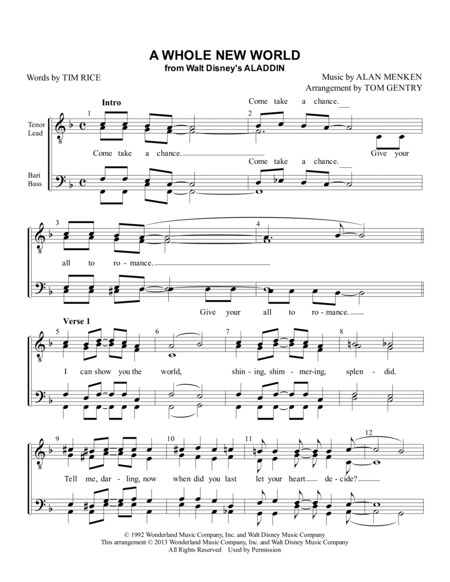 A Whole New World (arr. Tom Gentry)