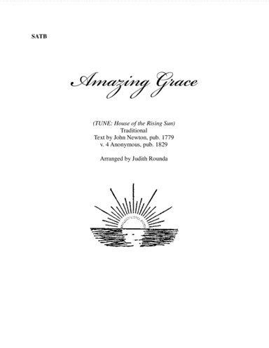 Amazing Grace (TUNE: House of the Rising Sun) (arr. Judith Rounda)