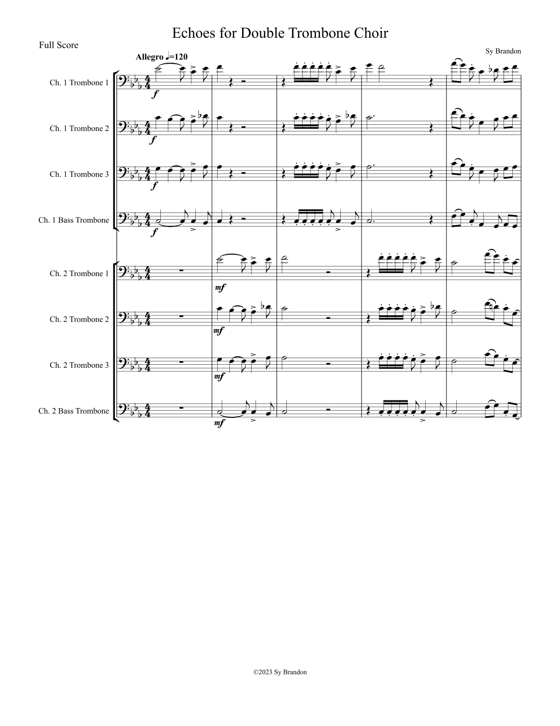Echoes for Double Trombone Choir