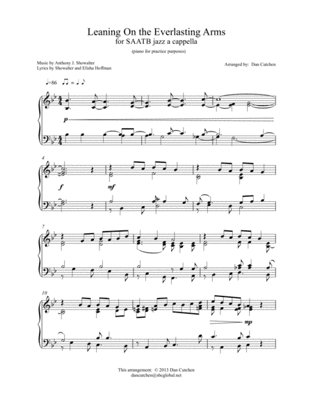 Gospel Jazz Choral-"Leaning"-Piano Practice Score (arr. Dan Cutchen)