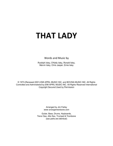 That Lady, Pt. 1/that Lady, Pt. 2 (arr. Jim Farley www.arrangementsone.com)