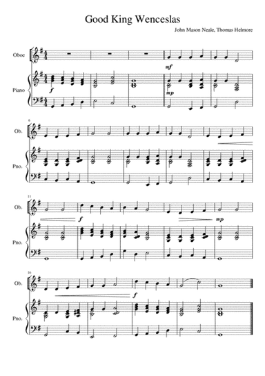 Good King Wenceslas - Oboe and Piano (arr. Kacie J. Rickells)