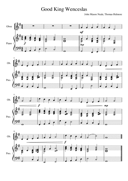 Good King Wenceslas - Oboe and Piano (arr. Kacie J. Rickells)