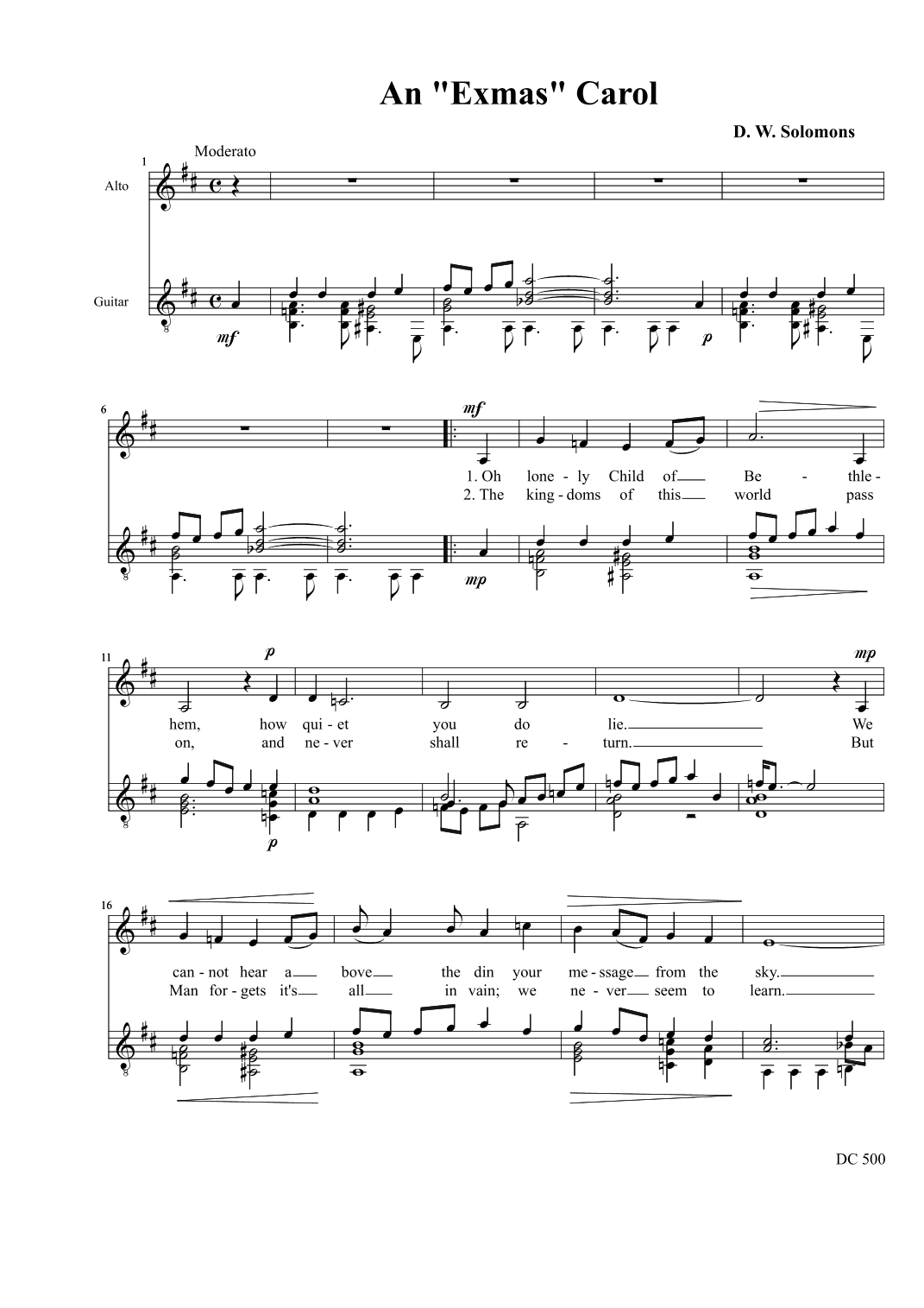 An Exmas Carol for alto and guitar Original version