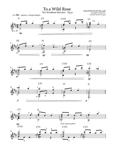 MacDowell 'To a Wild Rose' for Classical Guitar (arr. Andrew Howes)