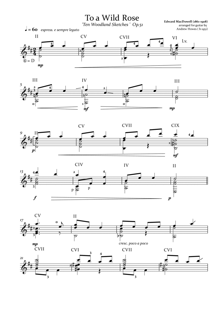 MacDowell 'To a Wild Rose' for Classical Guitar (arr. Andrew Howes)