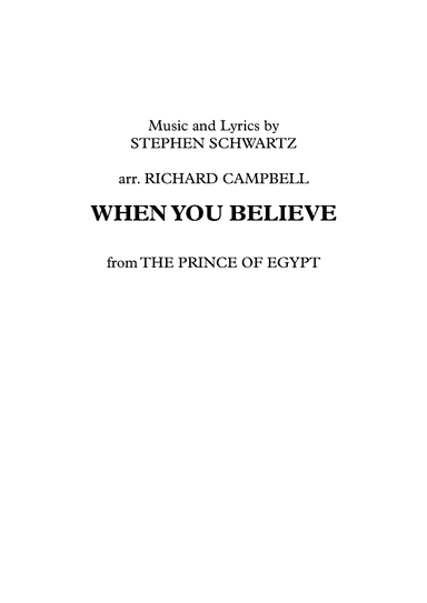 When You Believe (arr. Richard Campbell)
