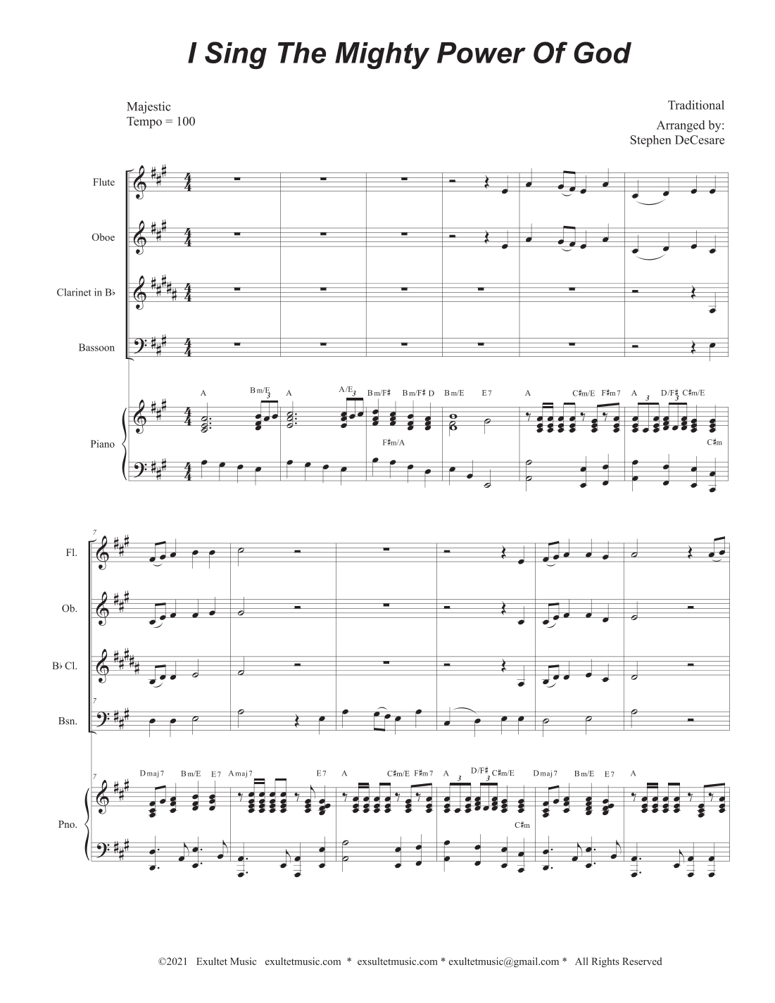 I Sing The Mighty Power Of God (Woodwind Quartet - Piano accompaniment) (arr. Stephen DeCesare)