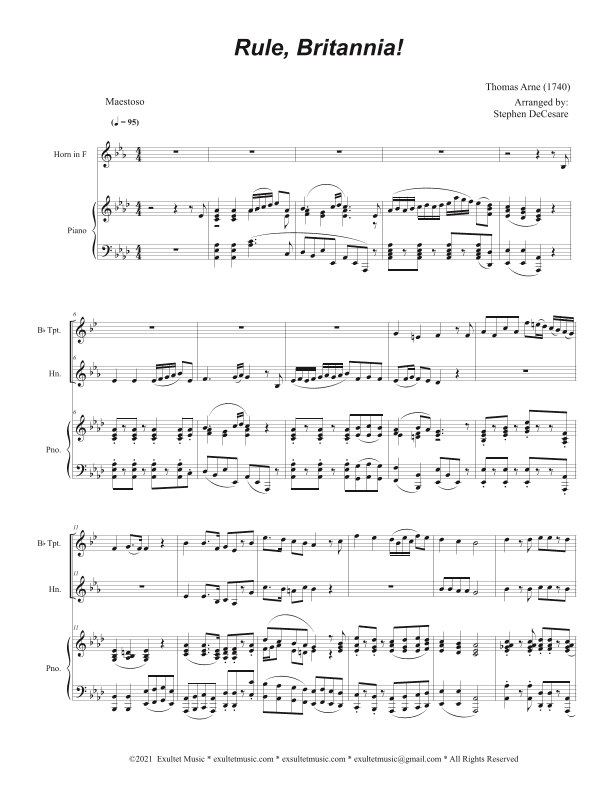 Rule, Britannia! (Duet for Bb-Trumpet and French Horn) (arr. Stephen DeCesare)