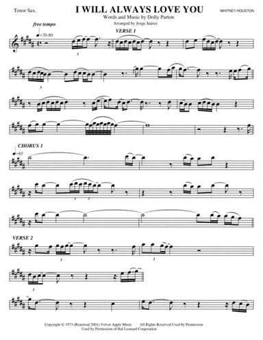 I Will Always Love You (arr. Jorge Juárez)