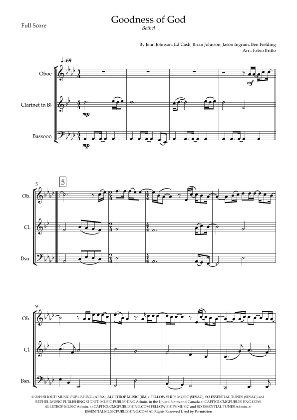 Goodness Of God (arr. Fabio Britto)