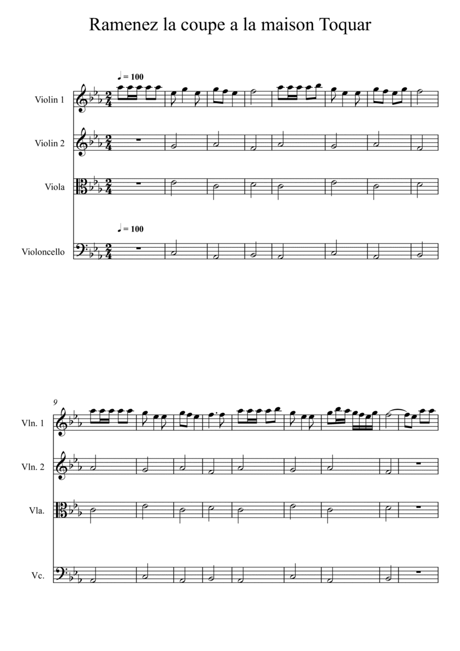 Ramenez La Coupe A La Maison (arr. Lydia Alonso @ Halo Strings Ltd)