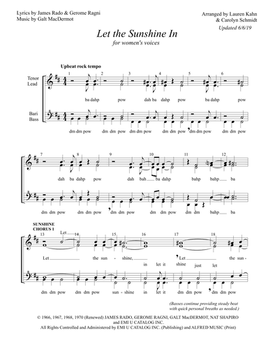 Let The Sunshine In (arr. Carolyn Schmidt)