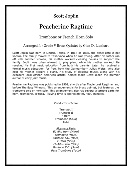 Peacherine Ragtime - Brass (arr. Glen D. Lienhart)