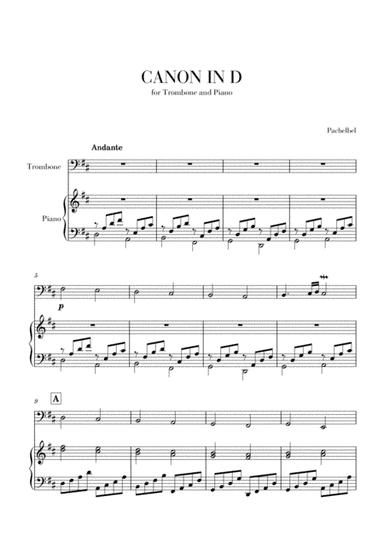 Canon in D for Trombone and Piano (arr. Cadenza Editions)