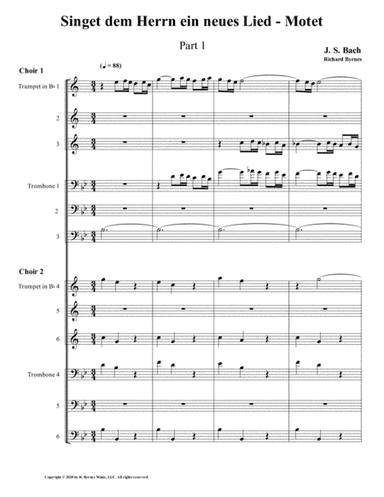 Singet dem Herrn ein neues Lied Motet, Part 1 by J.S. Bach (Double Brass Choir) (arr. Richard Byrnes)