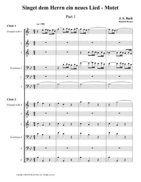 Singet dem Herrn ein neues Lied Motet, Part 1 by J.S. Bach (Double Brass Choir) (arr. Richard Byrnes)