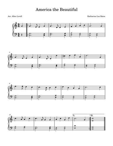 America the Beautiful(Easy Piano) (arr. Allen Lovell)