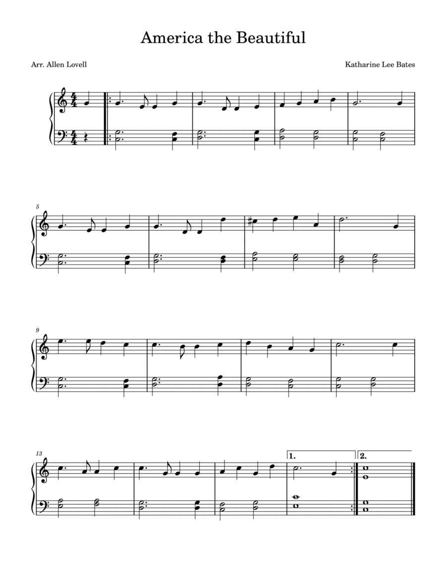America the Beautiful(Easy Piano) (arr. Allen Lovell)