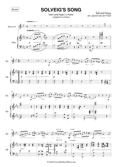 Solveig's Song for horn and harp (arr. Sjoerd van der Veen)