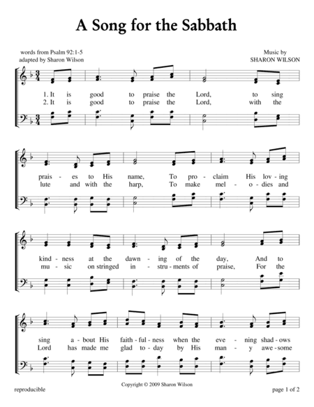 A Song for the Sabbath - Psalm 92 (Sabbath Celebration)
