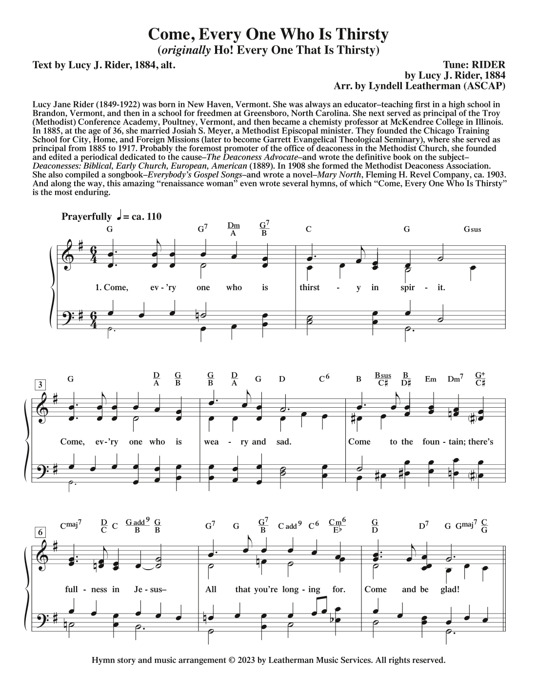 Come, Every One Who Is Thirsty (arr. Lyndell Leatherman)