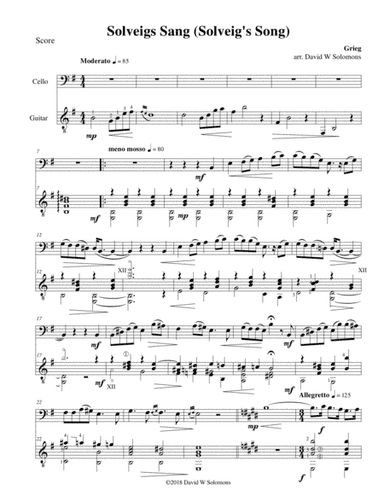 Solveigs sang (Solveig's Song) for cello and guitar (arr. David Warin Solomons)