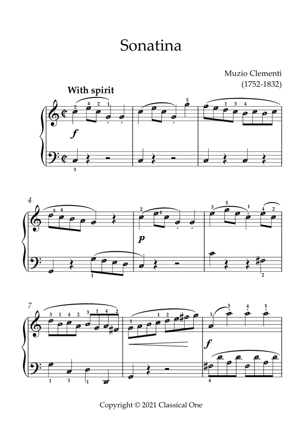Clementi - Sonatina(With Note name) (arr. MPS)