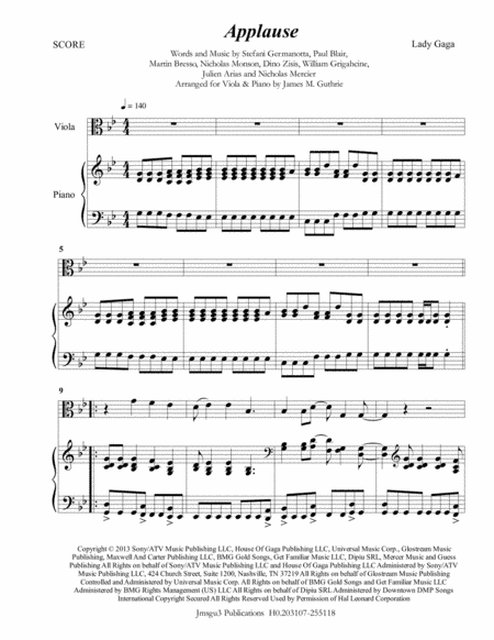 Applause (arr. James M. Guthrie, ASCAP)