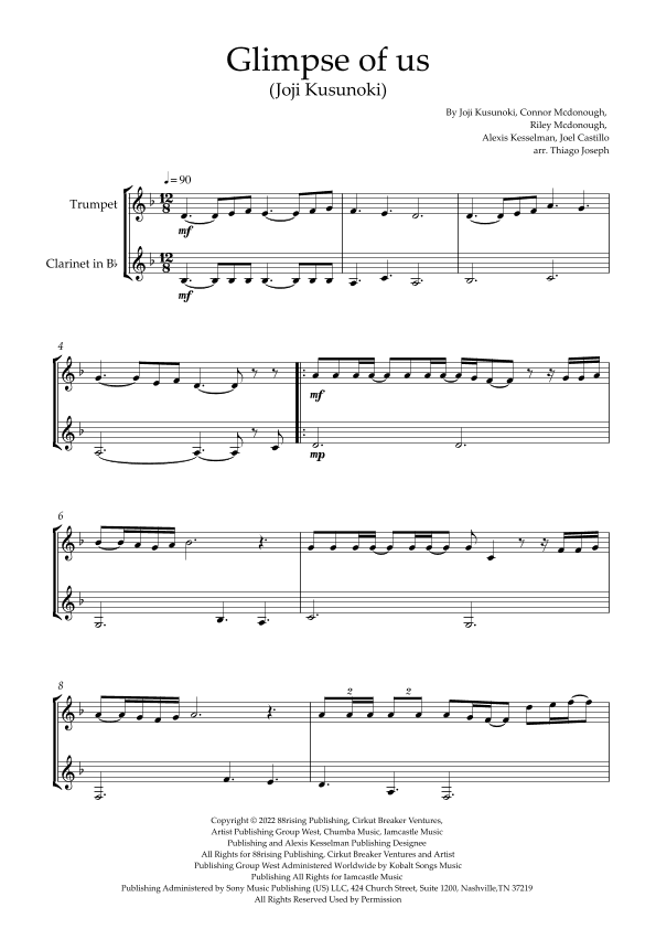 Glimpse Of Us (arr. Thiago Joseph)