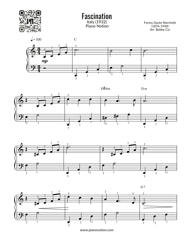 Fascination - Fermo Dante Marchetti (Easy Piano) (arr. Bobby Cyr)