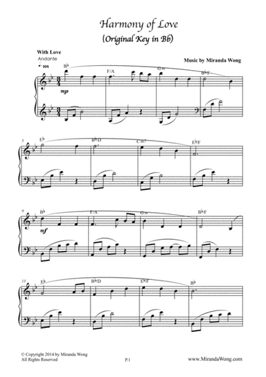 Harmony of Love in Bb Key - Romantic Piano Solo
