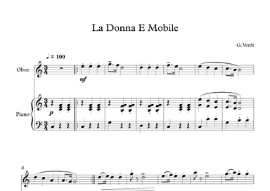 La Donna E Mobile - Giuseppe Verdi (Oboe + Piano) (arr. Digital Book Music)