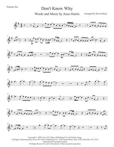 Don't Know Why (arr. Kevin Busse)